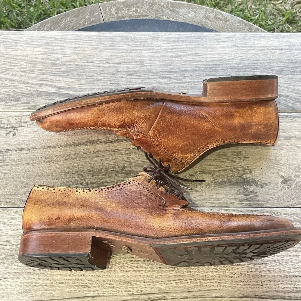 Alan Payne Wimbley Deerskin Dress Shoes Men 14 Brown Split Toe Lace Oxford Money